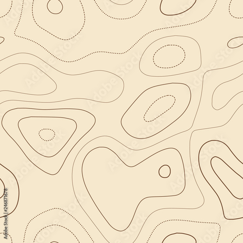 Admirable topographic map. Seamless design, ecstatic tileable isolines pattern. Vector illustration.
