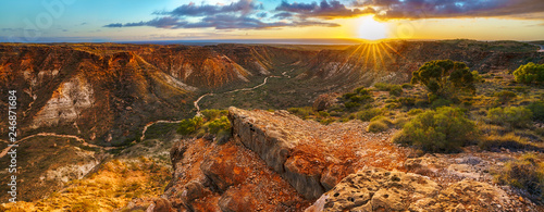 panorama view of sunrise over charles knife canyon, western australia 5