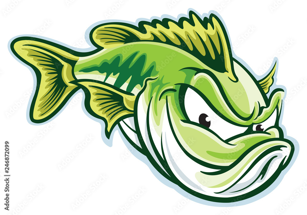 © SlipFloat - Largemouth bass cartoon