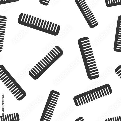 Hair brush icon seamless pattern background. Comb accessory vector illustration. Hairbrush symbol pattern.