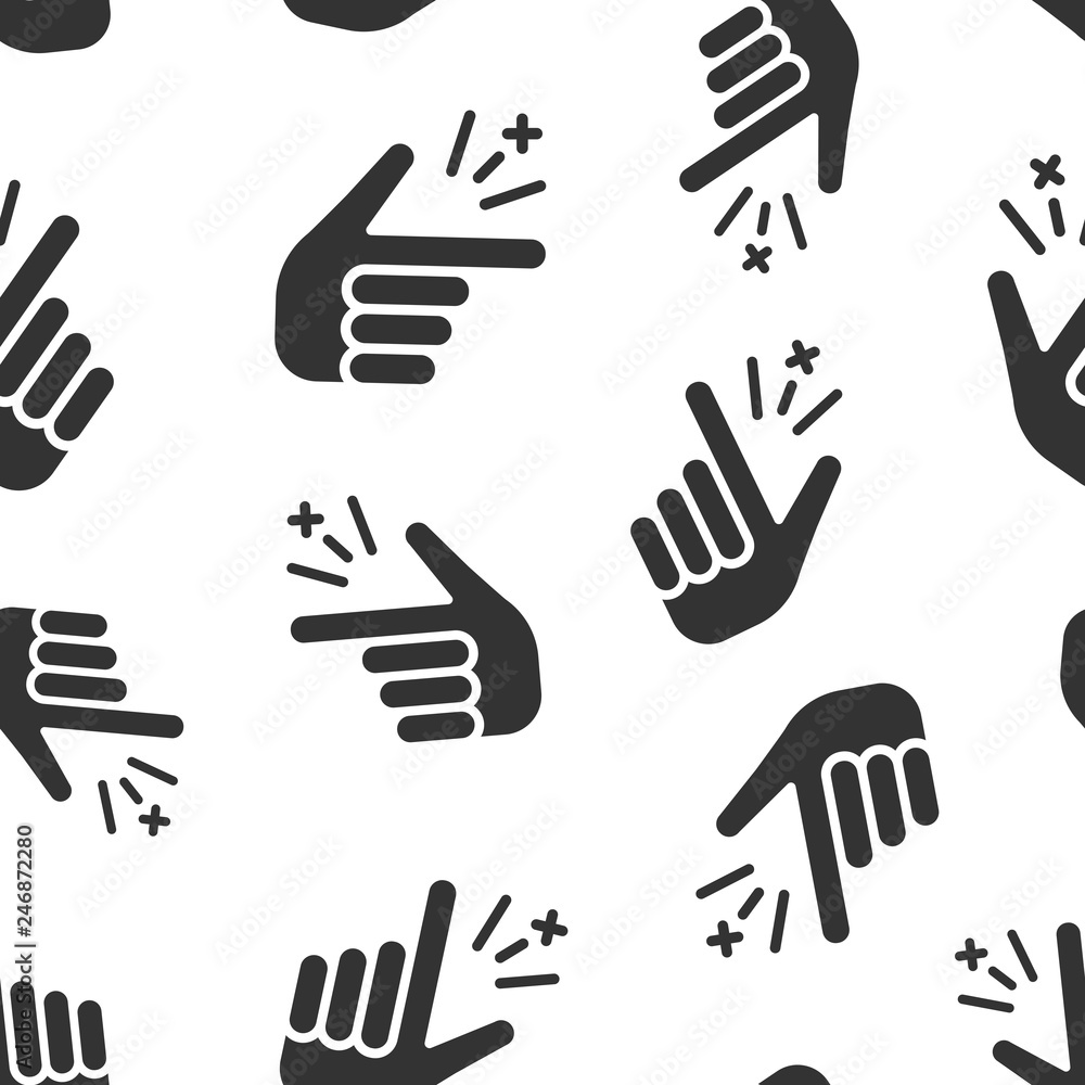 Finger snap icon seamless pattern background. Fingers expression vector illustration. Snap gesture symbol pattern. Finger snap icon seamless pattern background. Fingers expression vector illustration. Snap gesture symbol pattern.