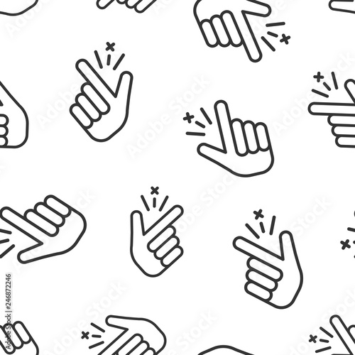 Finger snap icon seamless pattern background. Fingers expression vector illustration. Snap gesture symbol pattern.