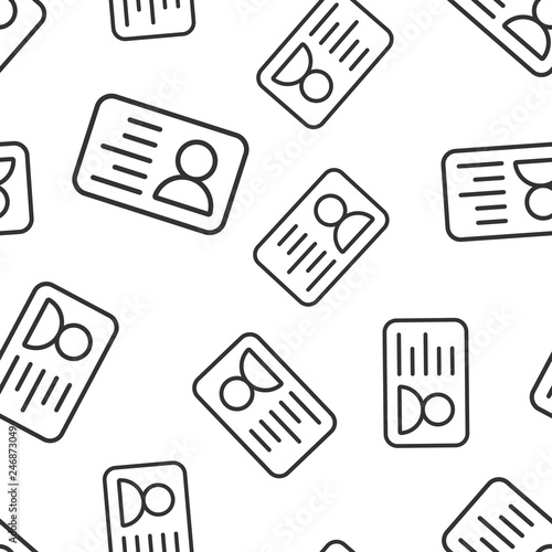 Id card icon seamless pattern background. Identity badge vector illustration. Access cardholder people symbol pattern.
