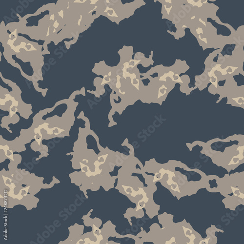 Urban camouflage of various shades of beige and blue colors