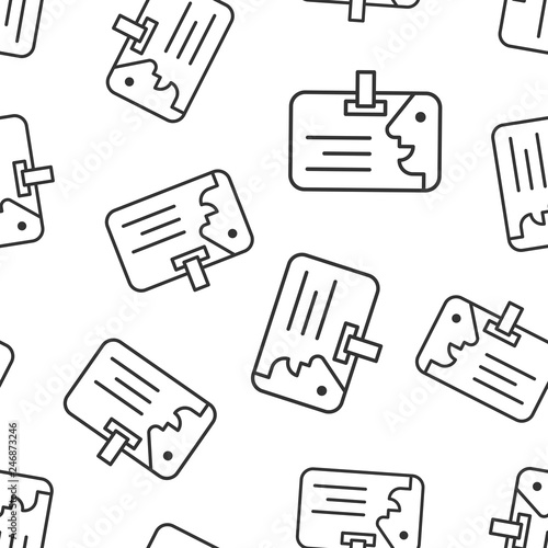 Id card icon seamless pattern background. Identity badge vector illustration. Access cardholder people symbol pattern.