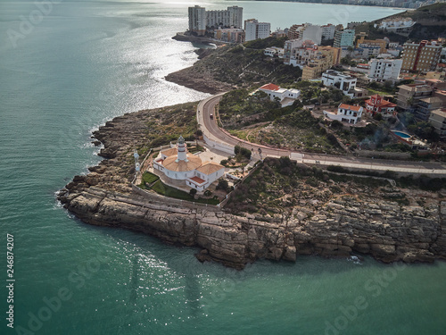 Aerial view of the Cullera lighthouse, Valencia. Spain