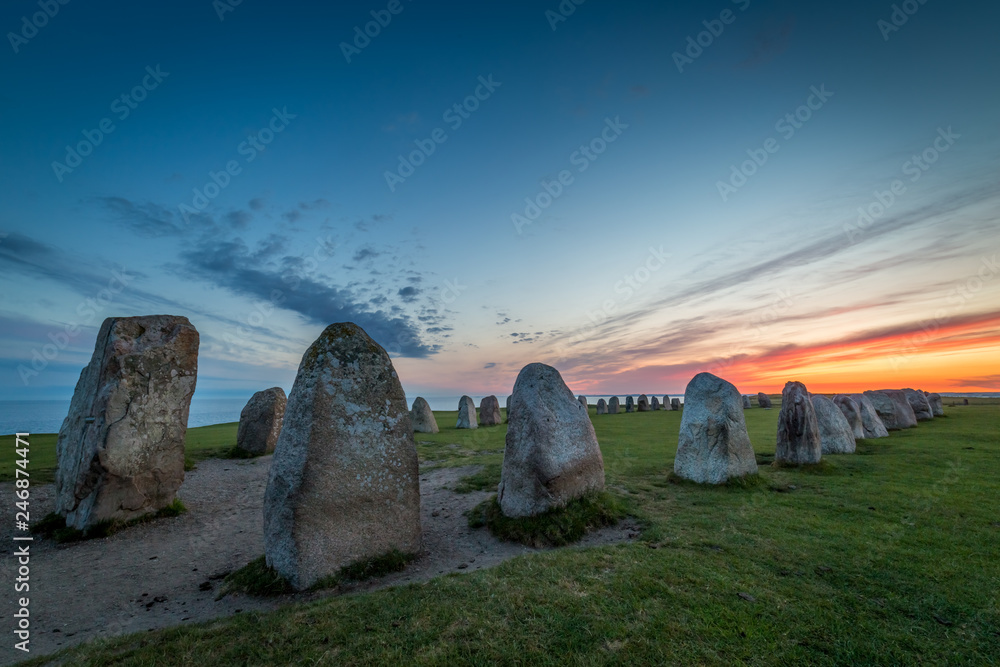 Ales Stenar - A megalithic stone ship monument in Southern Sweden - obrazy, fototapety, plakaty 