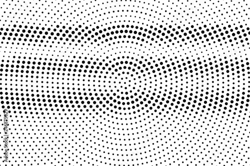 Black on white rough halftone vector. Digital dotted texture. Horizontal dotwork gradient for vintage effect.