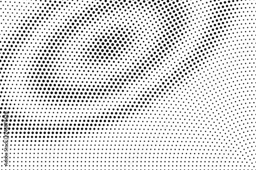 Black on white grunge halftone vector. Digital dotted texture. Oval dotwork gradient for vintage effect.