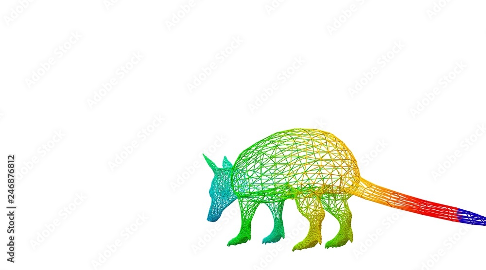 Obraz premium 3d rendering of an outlined colorful rainbow animal on white
