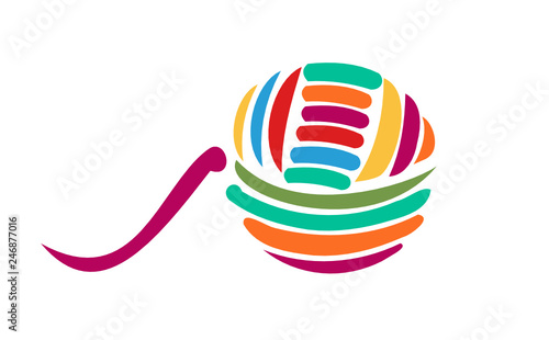 Logo pelote de laine multicolores photo