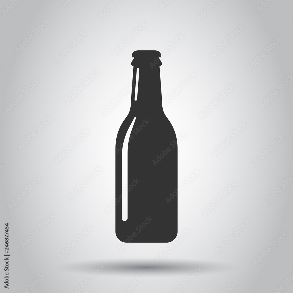 Beer bottle icon in flat style. Alcohol bottle illustration on white background. Beer, vodka, wine concept. Beer bottle icon in flat style. Alcohol bottle illustration on white background. Beer, vodka, wine concept.