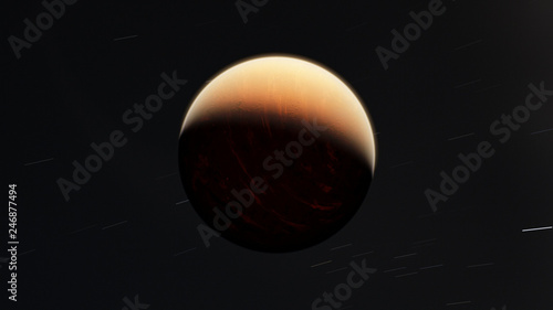 Exoplanet fire planet 3D illustration (Elements of this image furnished by NASA)