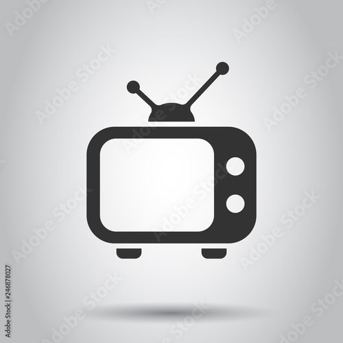 Television monitor in flat style. Tv screen illustration on white background. Tv show concept.