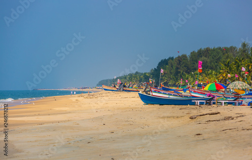 Fototapeta Naklejka Na Ścianę i Meble -  Boote am Strand in West Indien
