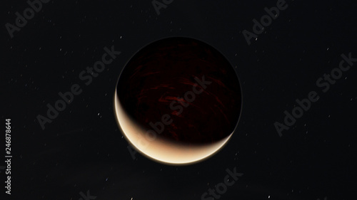 Exoplanet fire planet 3D illustration (Elements of this image furnished by NASA)