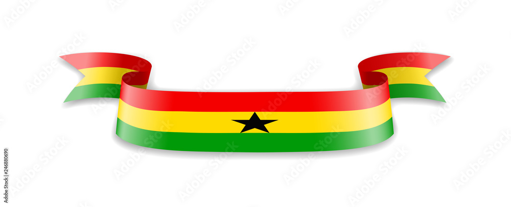 Ghana flag in the form of wave ribbon. Ghana flag in the form of wave ribbon.