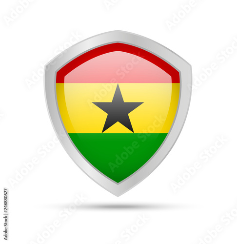 Free Download Shield with Ghana flag on white background. - GFXLoad