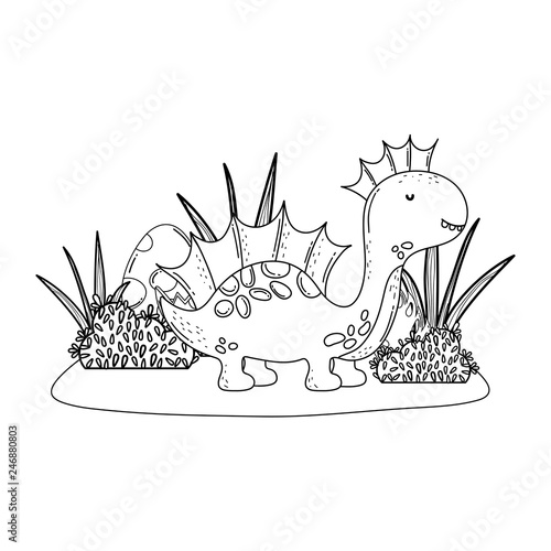 cute apatosaurus in the landscape