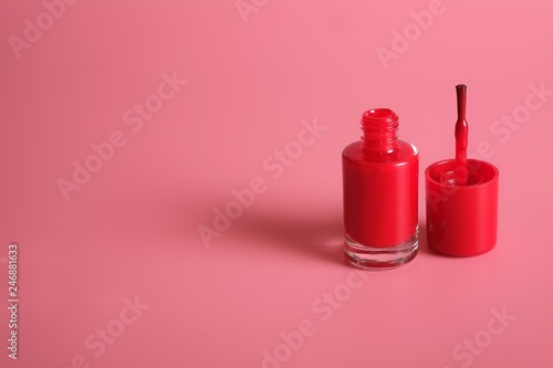 Nail polishes bottle isolated on plain background