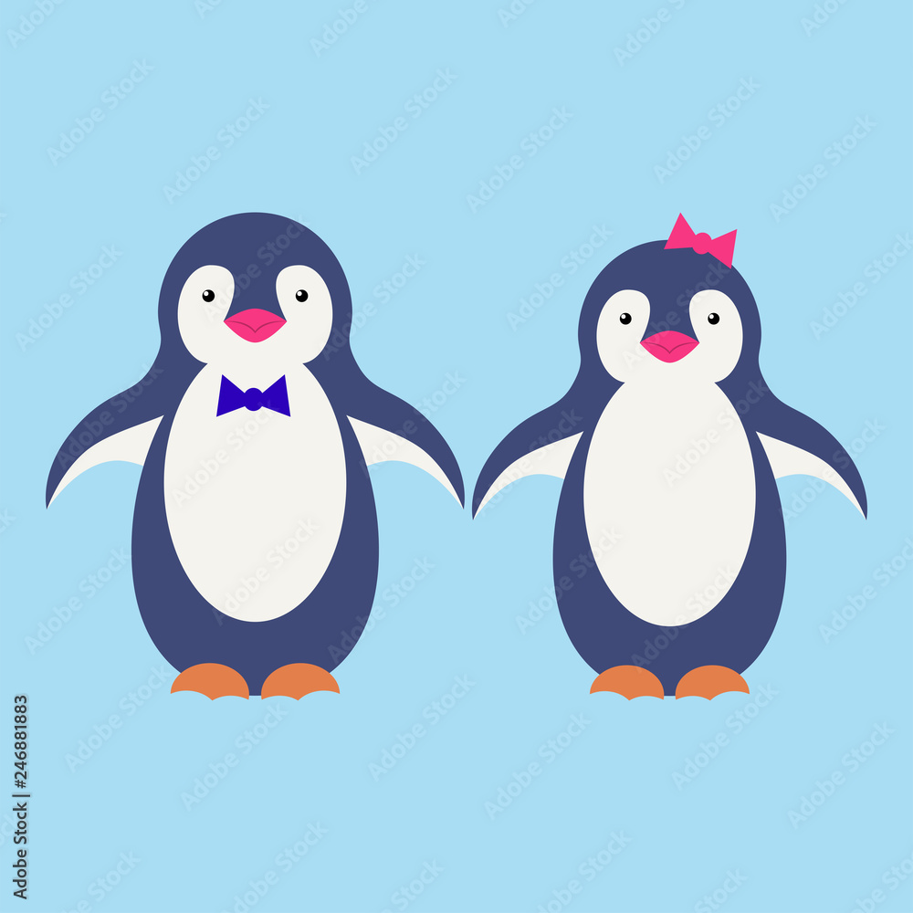 Fototapeta premium Cute penguin cartoon illustration. Vector penguin. Happy character design. Isolated cartoon penguin.