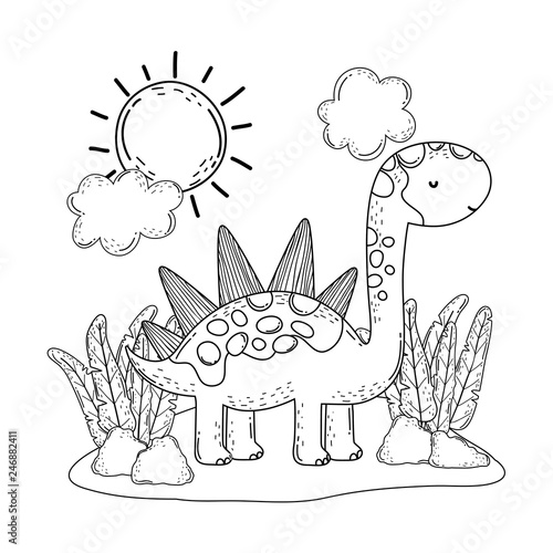 cute apatosaurus in the landscape