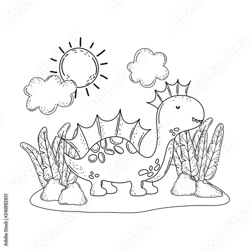 cute apatosaurus in the landscape