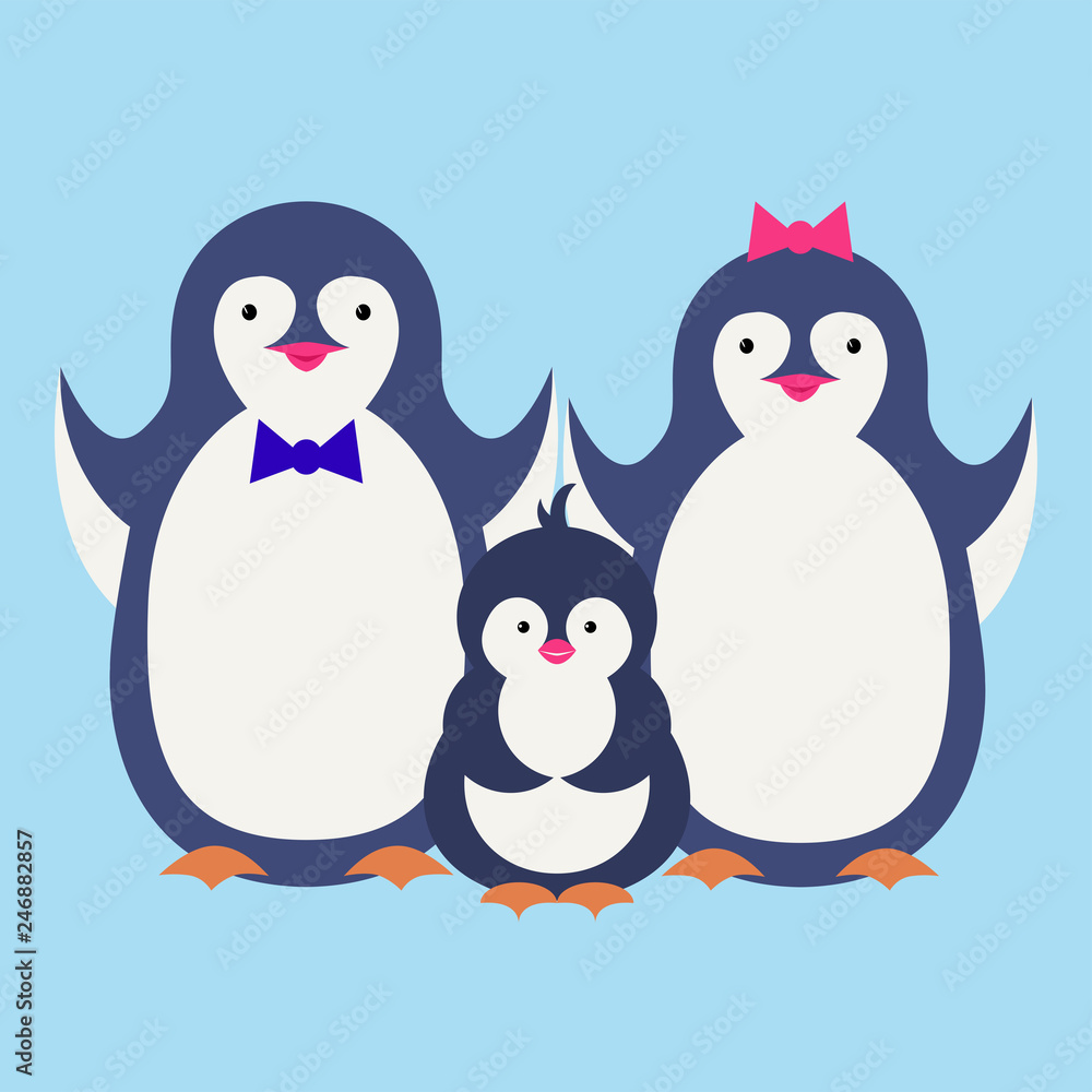 Fototapeta premium Cute penguin cartoon illustration. Vector penguin. Happy character design. Isolated cartoon penguin.