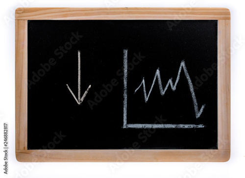 Down arrow and Value diagram on a blackboard on white background © EnesBerkay