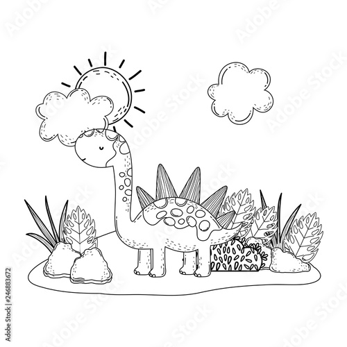 cute apatosaurus in the landscape