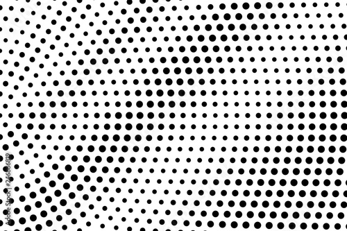 Black on white grunge halftone vector. Digital dotted texture. Sparse dotwork gradient. Monochrome halftone