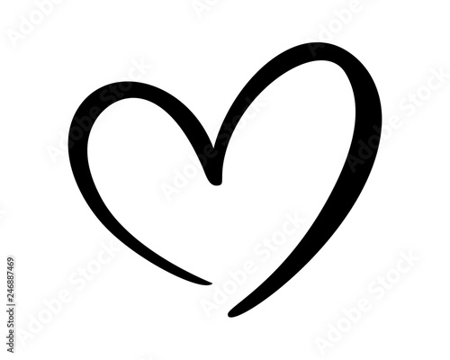 Calligraphic love heart sign. Vector Romantic illustration symbol join, passion and wedding. Calligraphy Design flat element of valentine day. Template for t-shirt, card, invitation