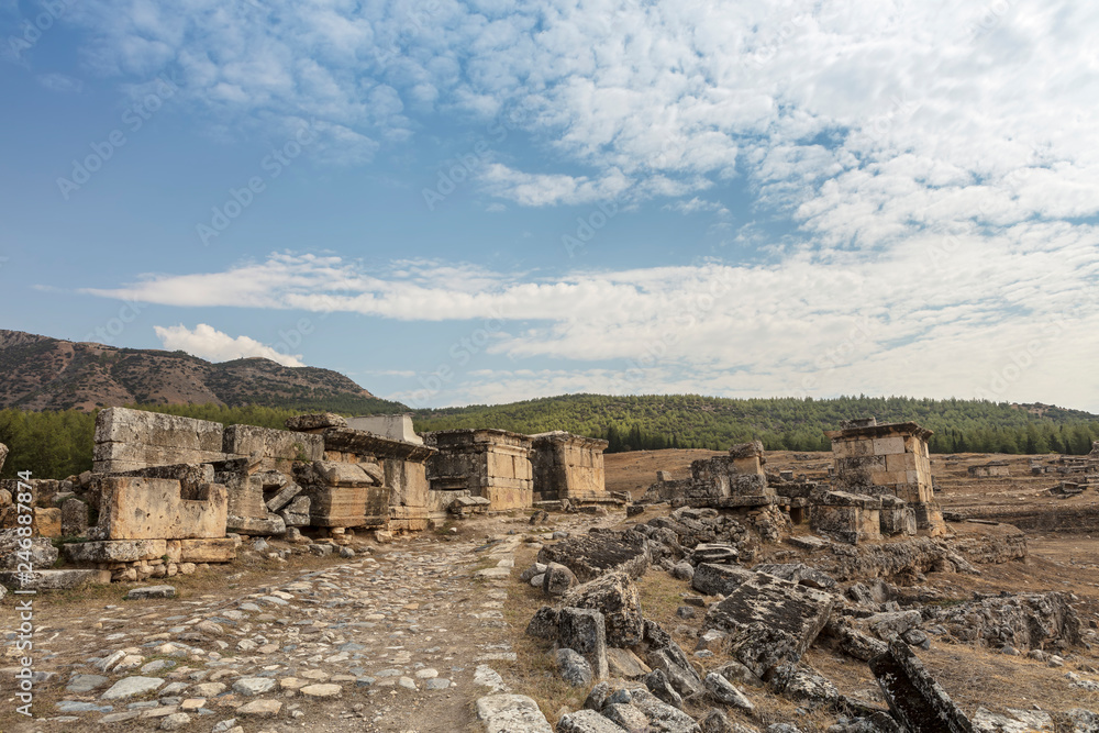 Necropolis of Hierapolis in Denizil Province, one of the largest and best-preserved cemeteries in all of Turkey.