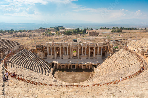 The theatre at the ancient city of Hierapolis by the modern town of Pamukkale in Turkey's Inner Aegean region. photo