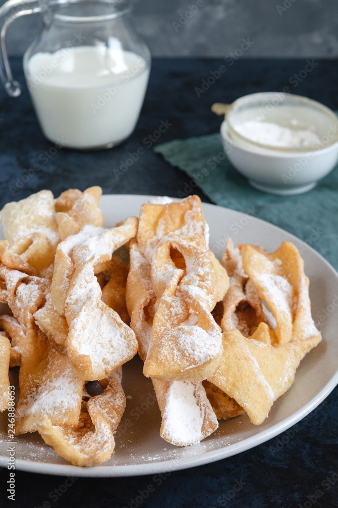 Faworki, Chrusty, Angel Wings - traditional Polish pastries served during Carnival Fat Thursday, just befor Lent. Faworki, Chrusty, Angel Wings - traditional Polish pastries served during Carnival Fat Thursday, just befor Lent.