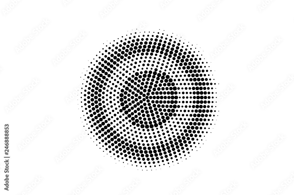 Black on white grunge halftone vector. Digital dotted texture. Dark spot dotwork gradient. Monochrome halftone