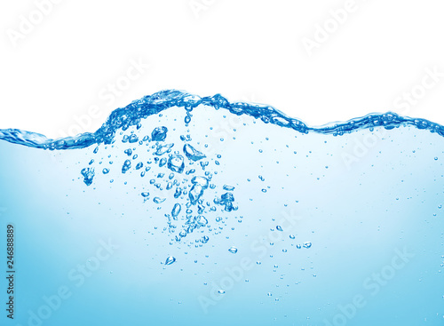 blue water with air bubbles on white background