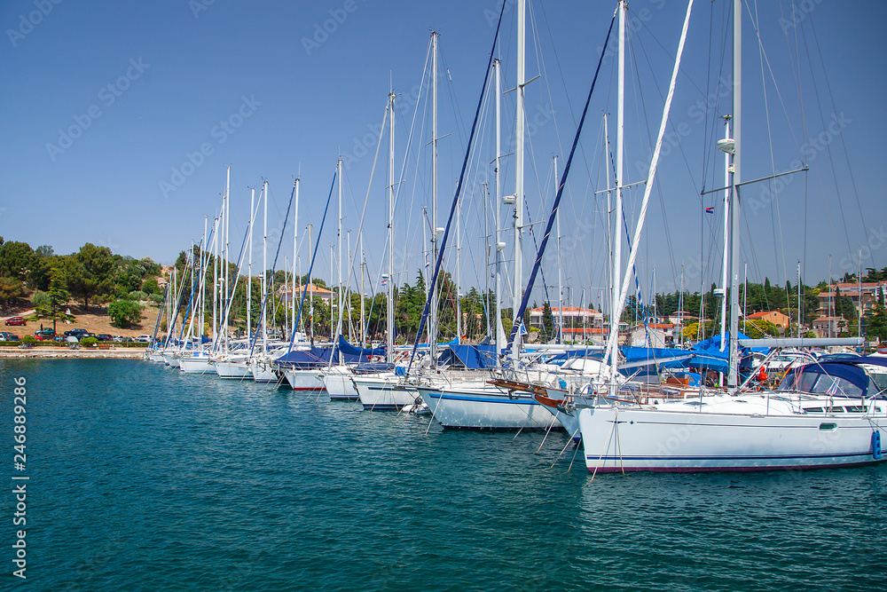 View of the pier with yachts, Marina Port Porec Istrian Peninsula, Croatia, Europe