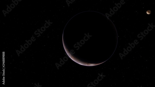 Fantastic Ice Exoplanet or Pluto 3D illustration (Elements of this image furnished by NASA)