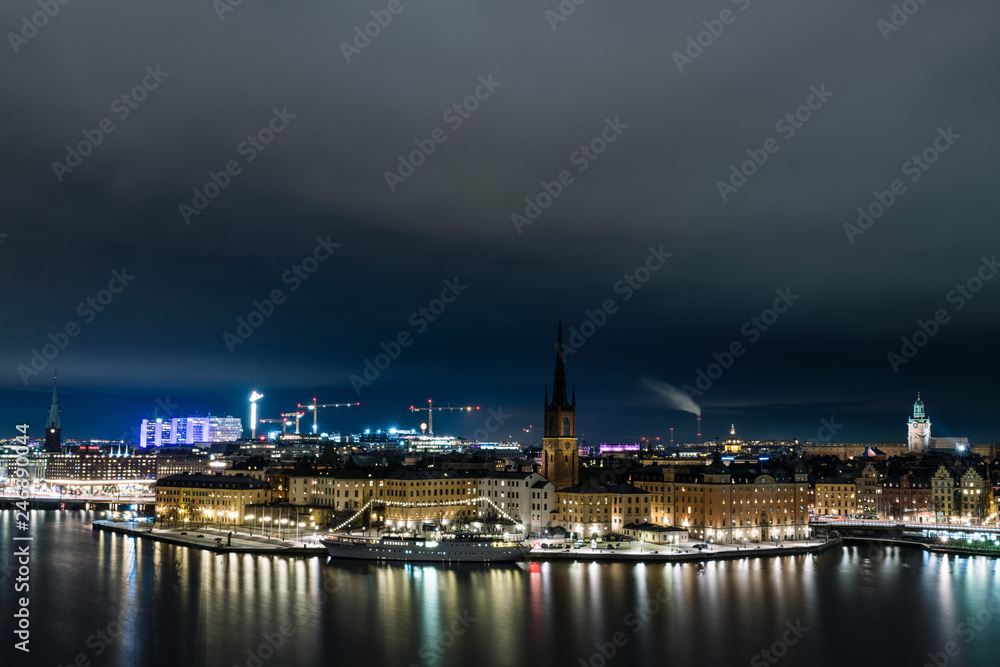 night view of stockholm city