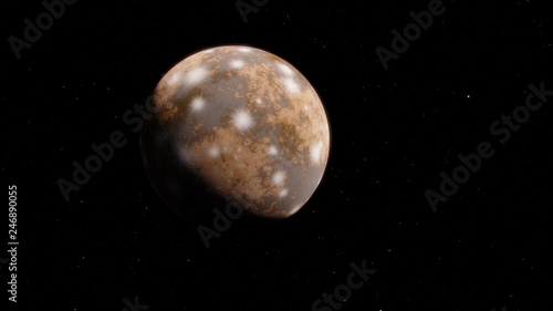 Fantastic Ice Exoplanet or Pluto 3D illustration (Elements of this image furnished by NASA)