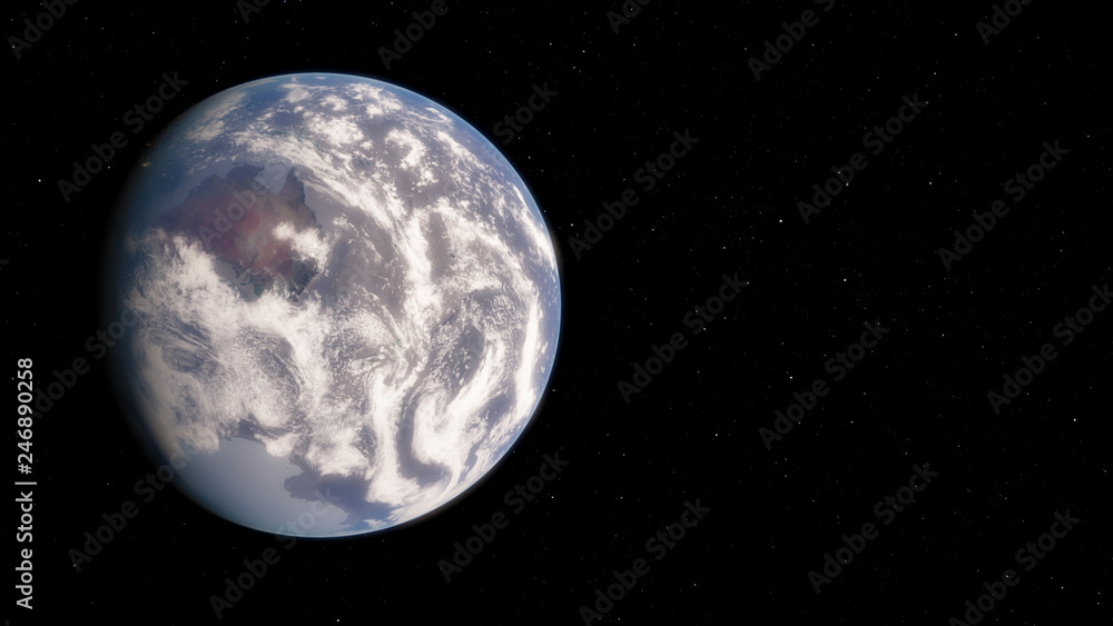 Planet Earth from space 3D illustration, world, ocean, atmosphere, land, clouds (Elements of this image furnished by NASA)