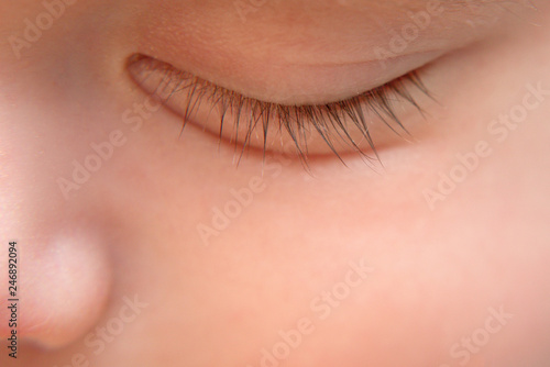 close-up of the eyes and eyelashes of a child 