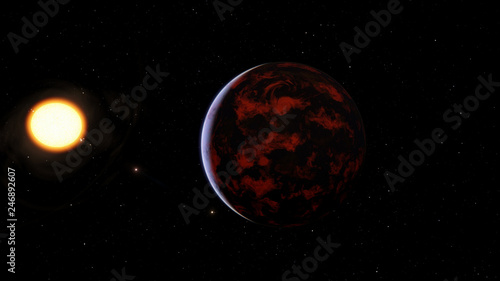 Exoplanet 3D illustration orbital view, purple planet from the orbit (Elements of this image furnished by NASA)