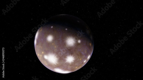 Fototapeta Naklejka Na Ścianę i Meble -  Brown Gray ice exoplanet 3D illustration (Elements of this image furnished by NASA)