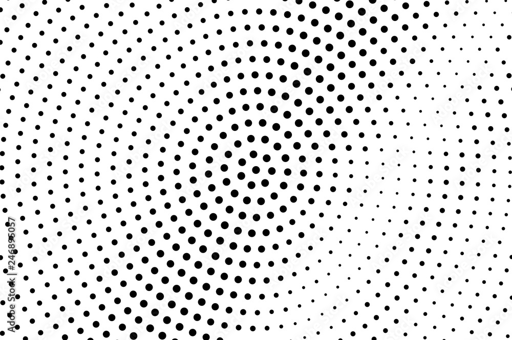 Black on white halftone vector. Circular dotted texture. Sparse dotwork gradient. Monochrome halftone overlay