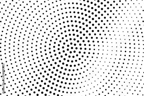 Black on white halftone vector. Circular dotted texture. Sparse dotwork gradient. Monochrome halftone overlay