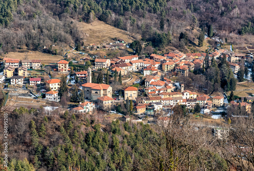 Aerial view of little village Rasa, fraction of the municipality of Varese in Lombardy, Italy © EleSi