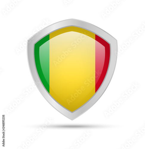 Free Download Shield with Mali flag on white background. - GFXLoad