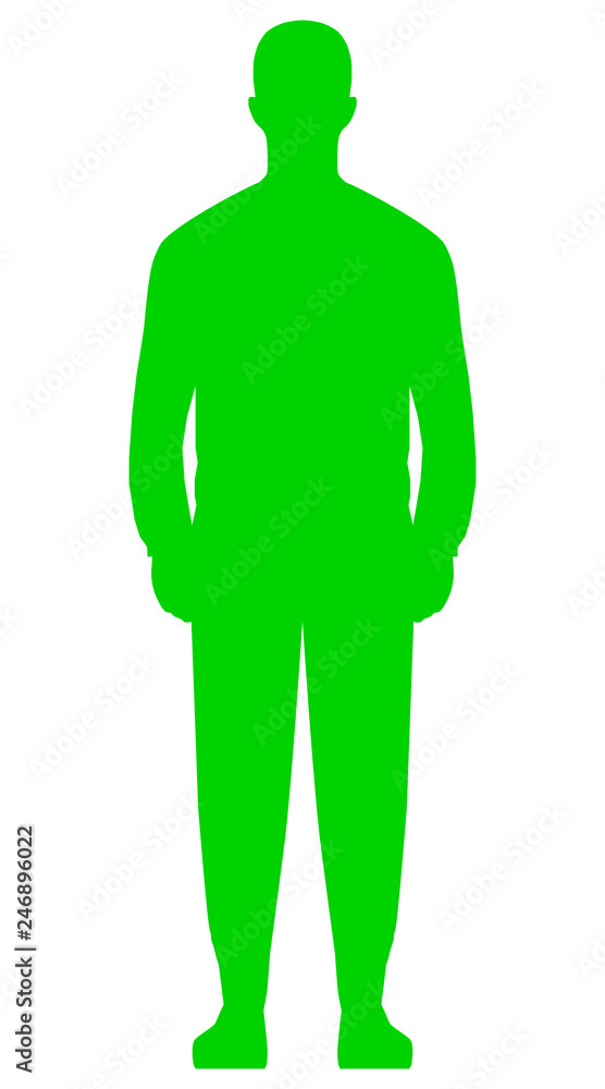 Man standing silhouette - green simple, isolated - vector Man standing silhouette - green simple, isolated - vector